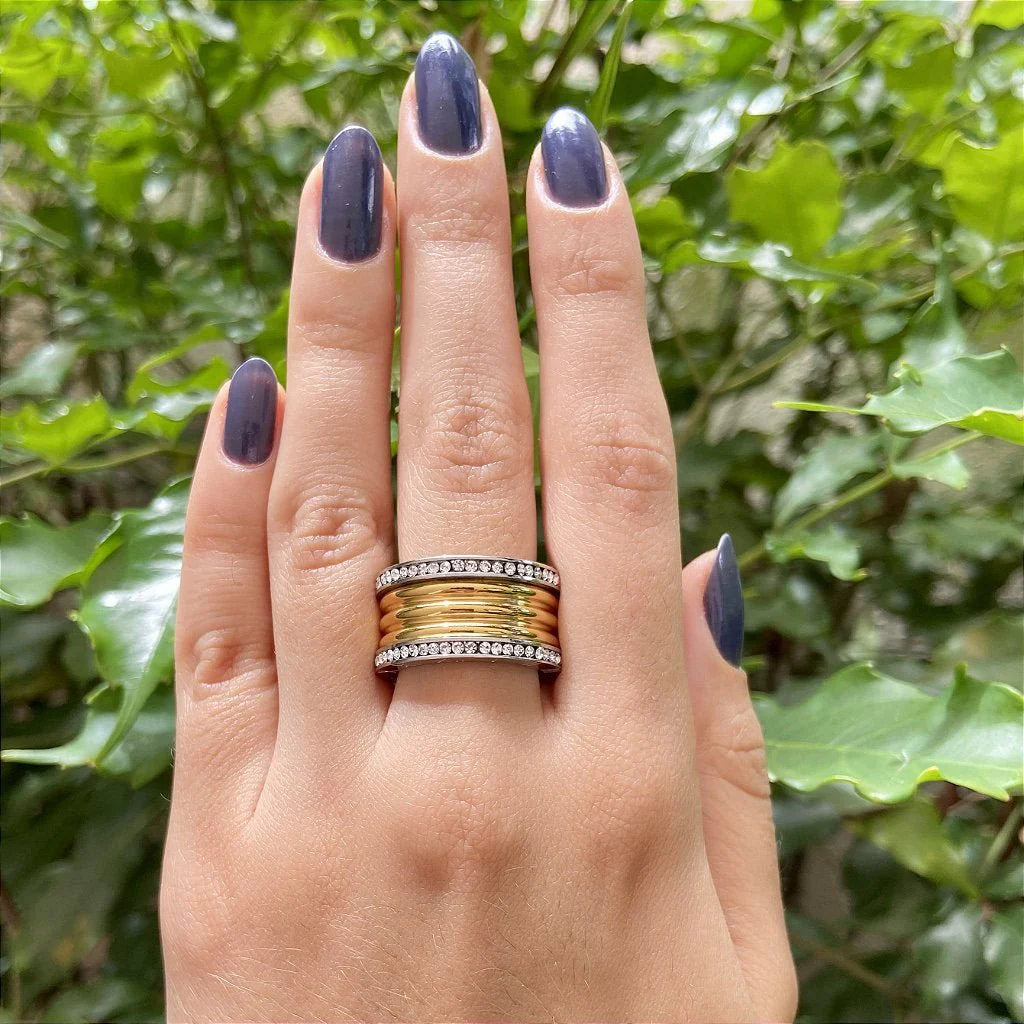 Anel Luxo Imperial Banhado em Ouro 18k