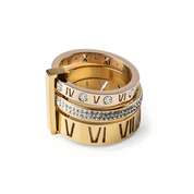 Anel Triplo Algarismo Romano Banhado a Ouro 18k