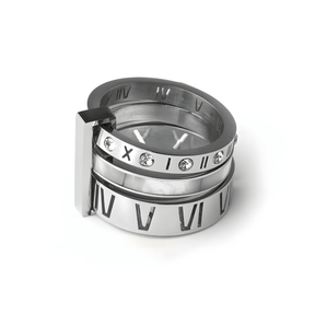 Anel Triplo Algarismo Romano Prata