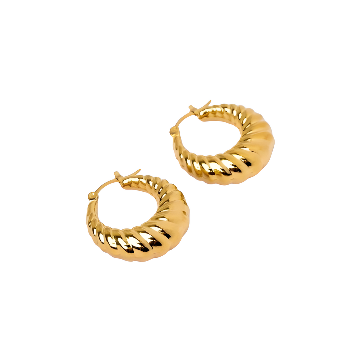 Brinco de Argola Croissant Banhado em Ouro 18k