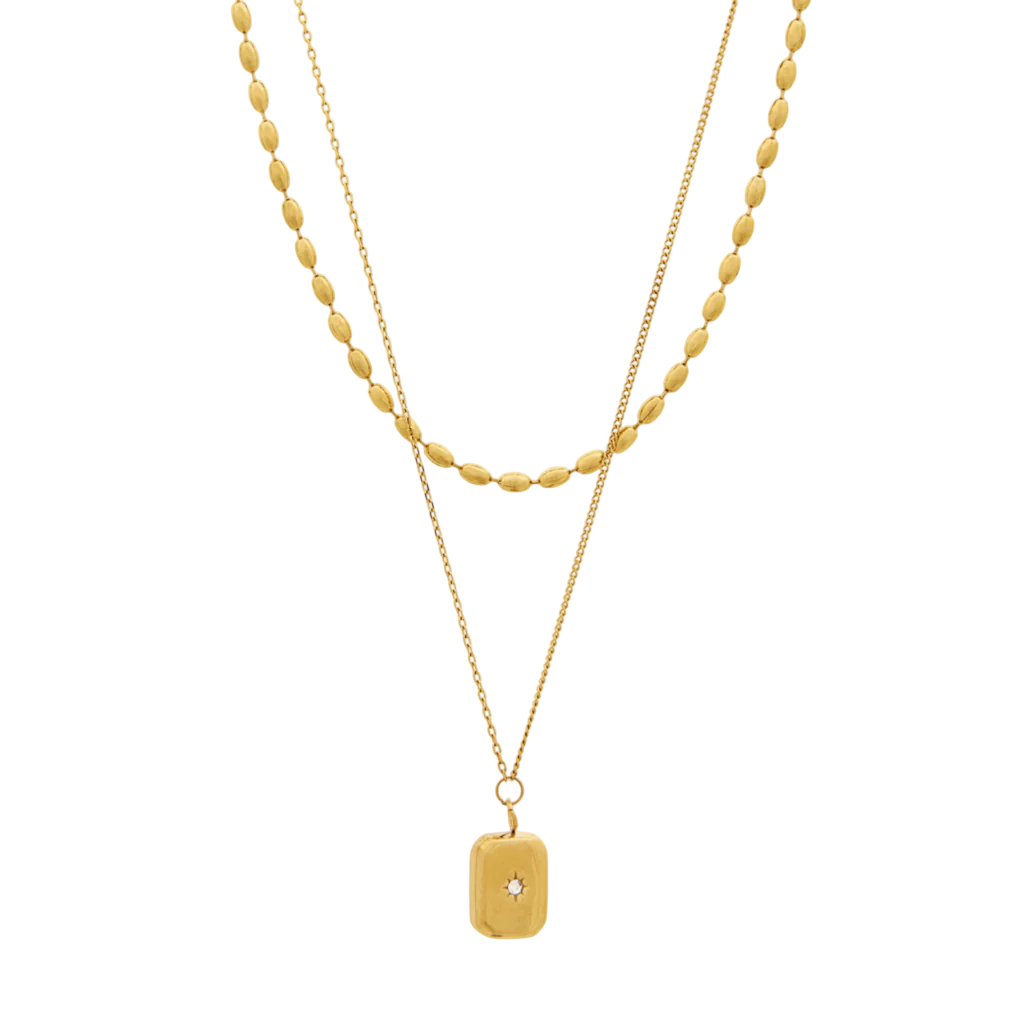 Colar Duplo Santorini Banhado em Ouro 18k